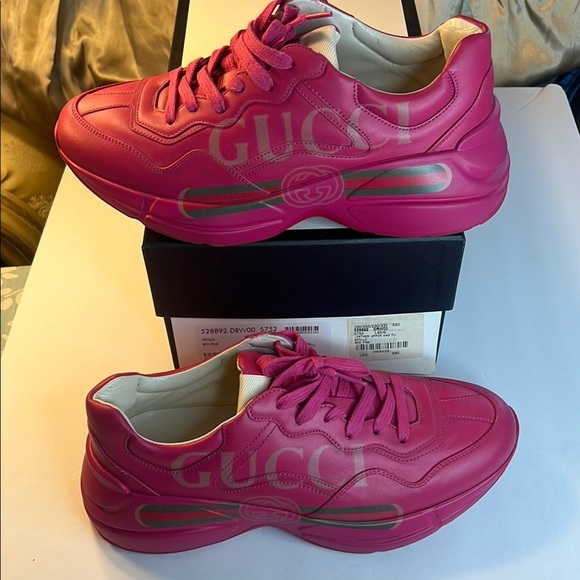 EUC Gucci Women’s Pink Sneakers – Size 40.5 (US 10.5) – Luxury Designer with Box - Picture 6 of 16